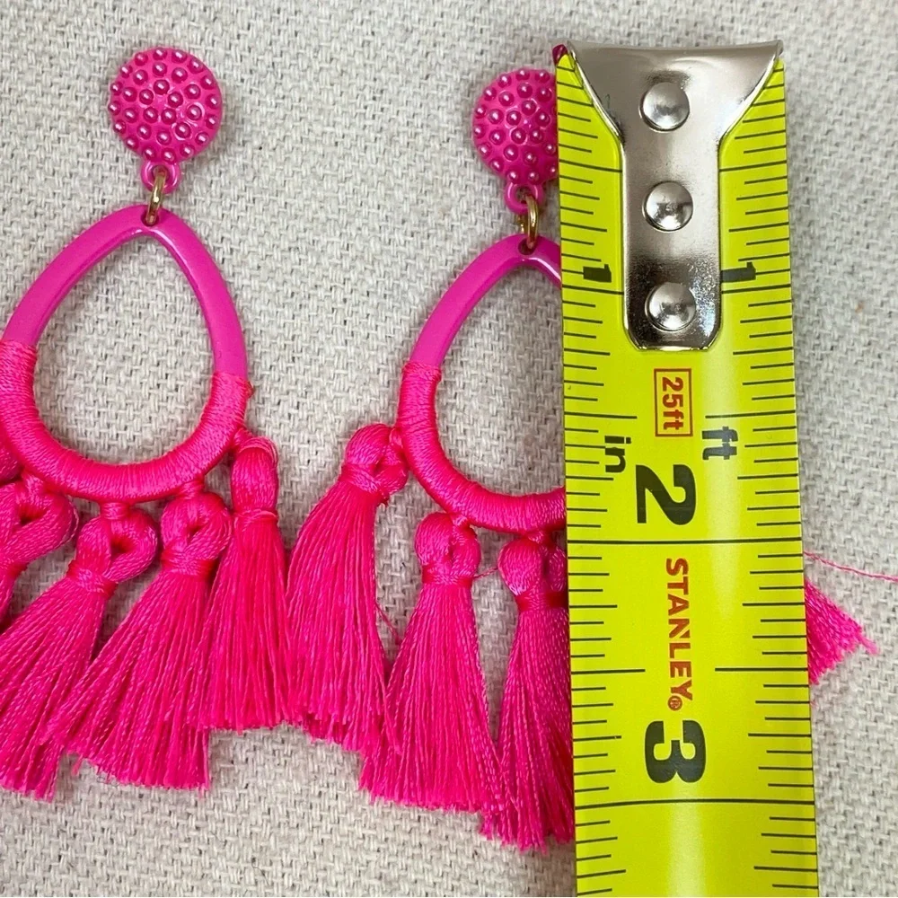 Vibrant Pink Tassel Earrings